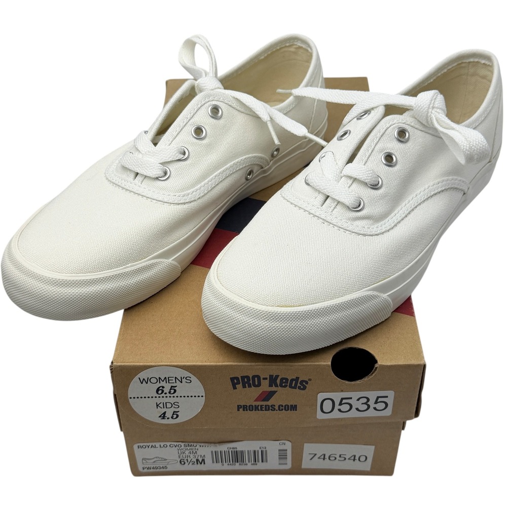 NEW Pro Keds Women's US 6.5 UK 4M White Canvas Sneakers Royal Lo CVO SMU Casual